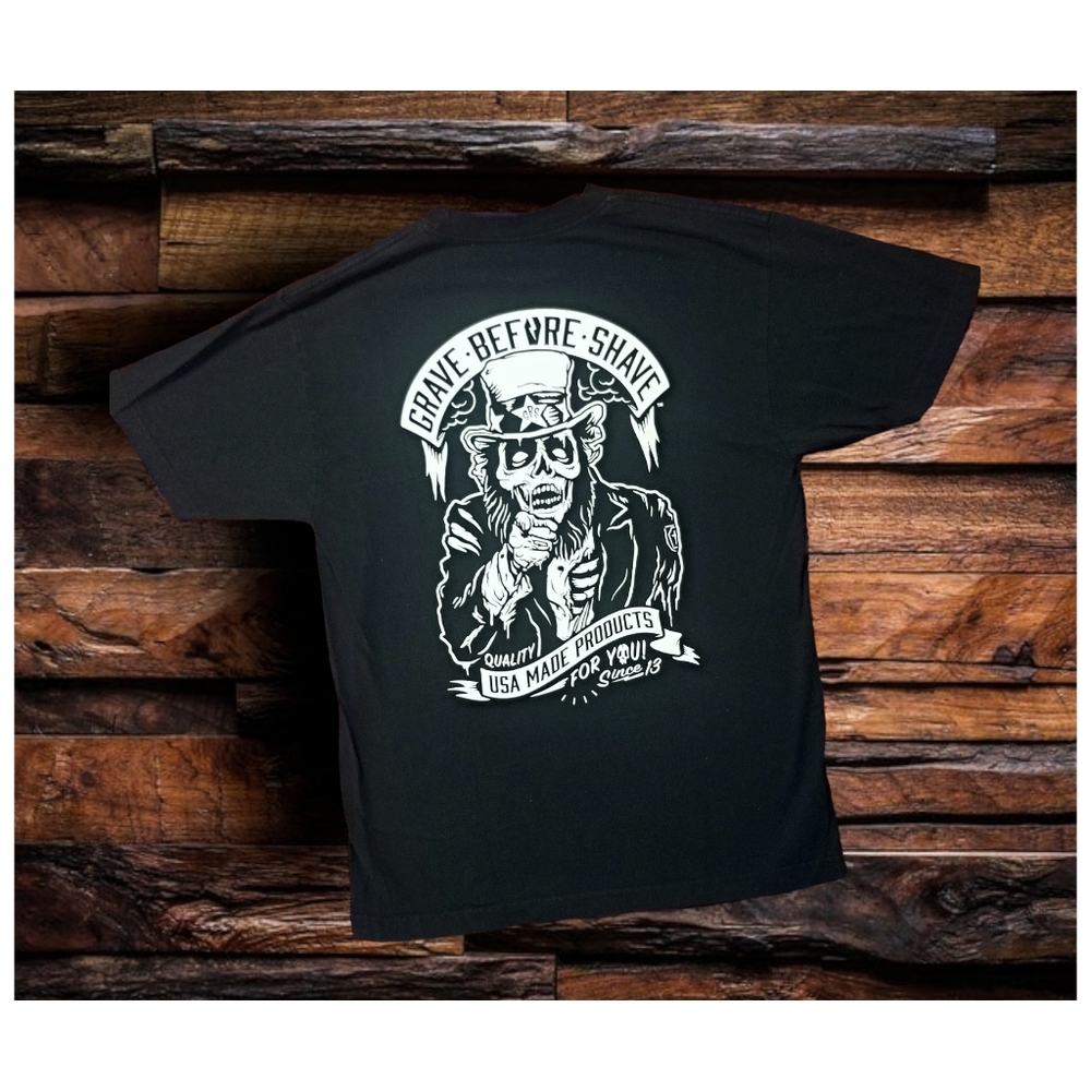 GRAVE BEFORE SHAVE TSHIRT- MEN'S SIZE LARGE
